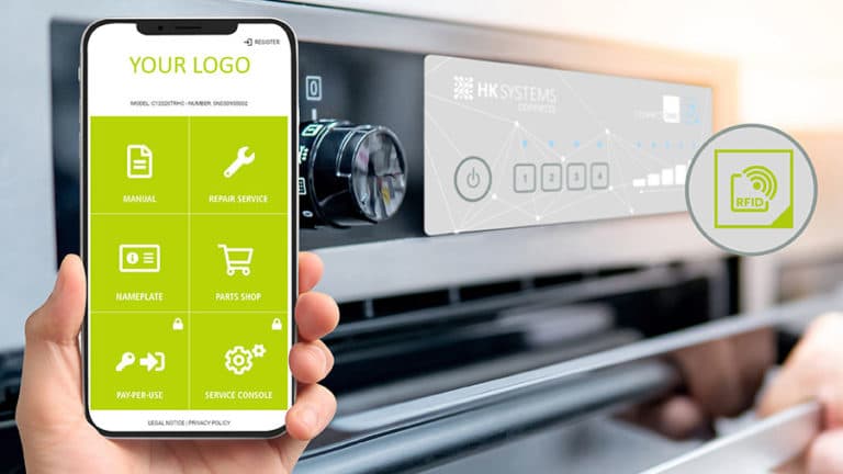 Smartphone liest digitales typenschild an backofen aus